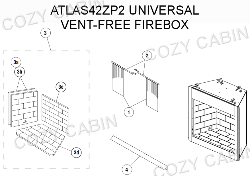 UNIVERSAL VENT FREE FIREBOX (ATLAS42ZP2) #ATLAS42ZP2